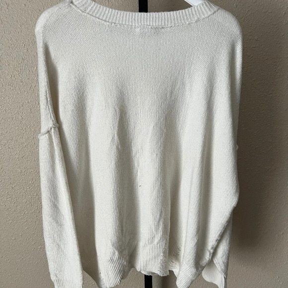 Frayed Denim Gwen Distressed Sweater color Marshmallow size MEDIUM NEW - Picture 3 of 13